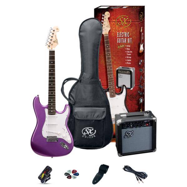 SX SE1 Pack Guitarra electrica strato Metalic Purple