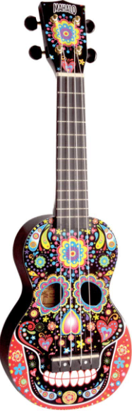 Mahalo MA1SKBK Ukelele Soprano Mask Catrina con Funda