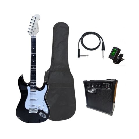 MEMPHIS JRPKB Guitarra eléctrica strato con Ampli y accesorios